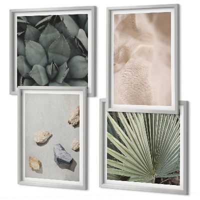 Ensemble de 4 tableaux Textures de pierre, de bois et de tissu