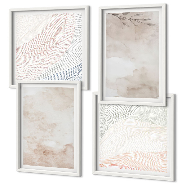 Polyptyque z cadres Feuilles à l'aquarelle au pastel