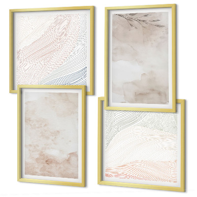 Polyptyque z cadres Feuilles à l'aquarelle au pastel