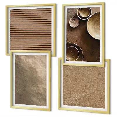 Ensemble de 4 tableaux représentant des structures modernes en pierre