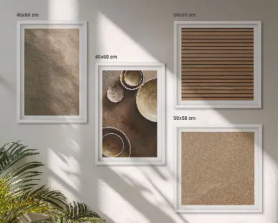 Ensemble de 4 tableaux représentant des structures modernes en pierre