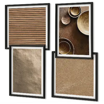 Ensemble de 4 tableaux représentant des structures modernes en pierre