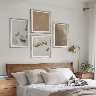 Ensemble de 4 tableaux Structures naturelles des galets de plage
