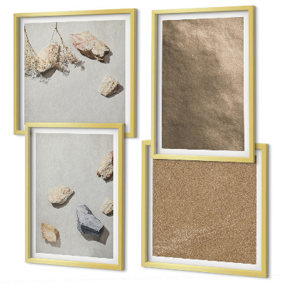Ensemble de 4 tableaux Structures naturelles des galets de plage