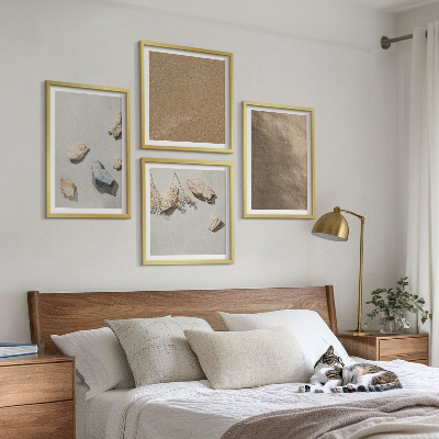 Ensemble de 4 tableaux Structures naturelles des galets de plage