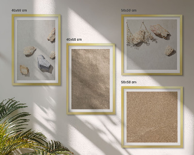 Ensemble de 4 tableaux Structures naturelles des galets de plage
