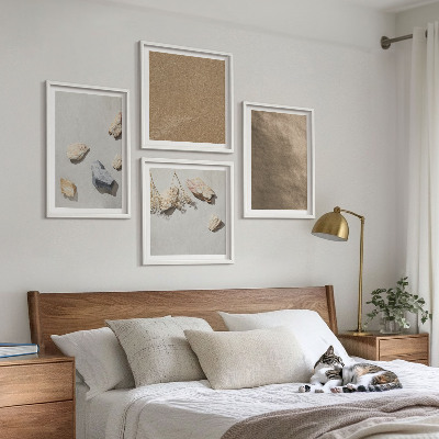 Ensemble de 4 tableaux Structures naturelles des galets de plage