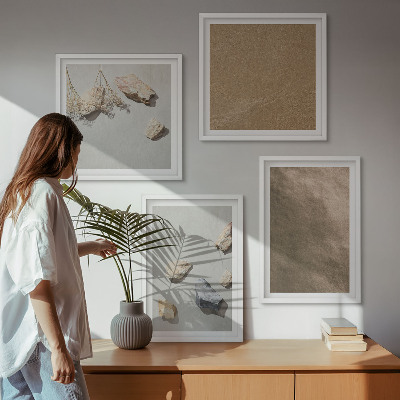 Ensemble de 4 tableaux Structures naturelles des galets de plage