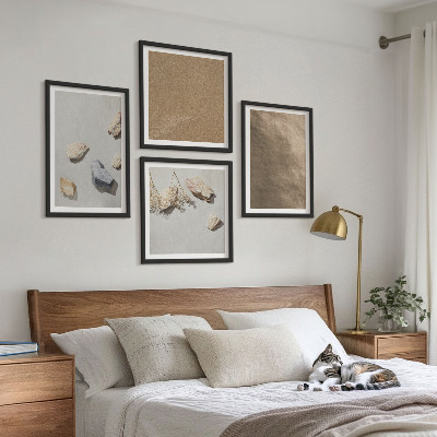 Ensemble de 4 tableaux Structures naturelles des galets de plage