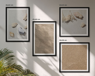 Ensemble de 4 tableaux Structures naturelles des galets de plage