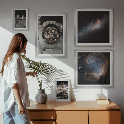 Ensemble de 5 tableaux Des astronautes atterrissent sur la Lune