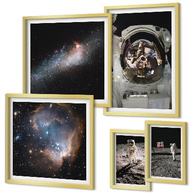 Ensemble de 5 tableaux Des astronautes atterrissent sur la Lune