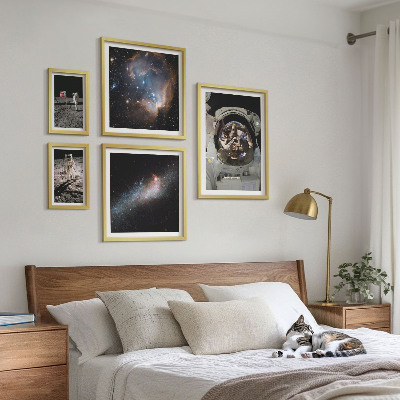 Ensemble de 5 tableaux Des astronautes atterrissent sur la Lune
