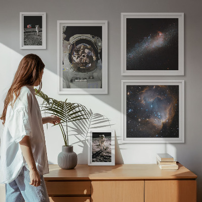 Ensemble de 5 tableaux Des astronautes atterrissent sur la Lune