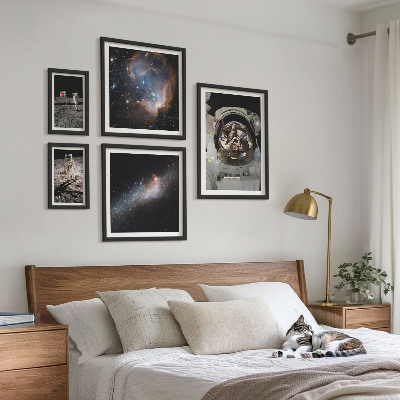 Ensemble de 5 tableaux Des astronautes atterrissent sur la Lune