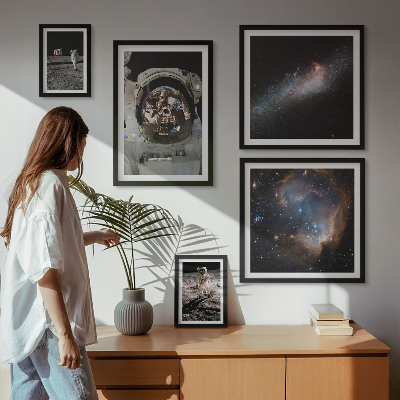 Ensemble de 5 tableaux Des astronautes atterrissent sur la Lune