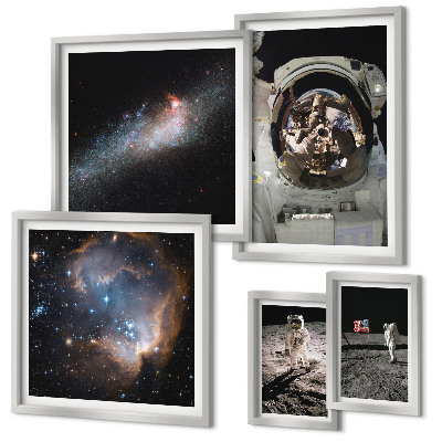 Ensemble de 5 tableaux Des astronautes atterrissent sur la Lune