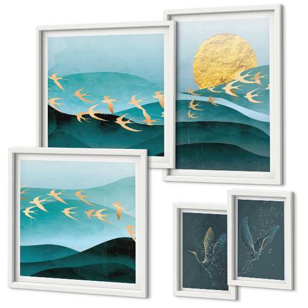 Tableau de décoration murale L'harmonie des oiseaux et des vagues dans un style moderne