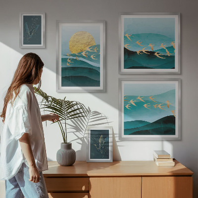 Tableau de décoration murale L'harmonie des oiseaux et des vagues dans un style moderne