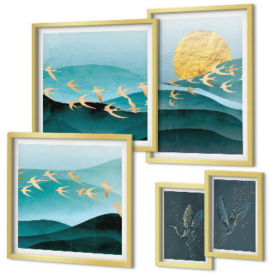Tableau de décoration murale L'harmonie des oiseaux et des vagues dans un style moderne