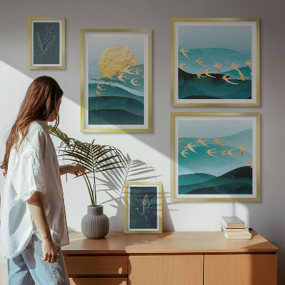 Tableau de décoration murale L'harmonie des oiseaux et des vagues dans un style moderne
