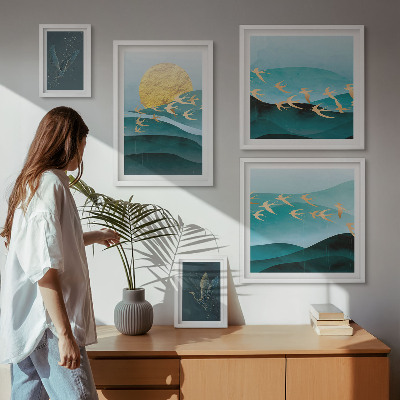 Tableau de décoration murale L'harmonie des oiseaux et des vagues dans un style moderne