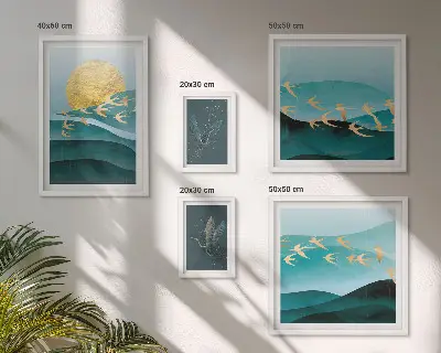 Tableau de décoration murale représentant l'harmonie des oiseaux et des vagues dans un style moderne