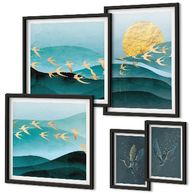 Tableau de décoration murale L'harmonie des oiseaux et des vagues dans un style moderne