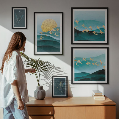 Tableau de décoration murale L'harmonie des oiseaux et des vagues dans un style moderne
