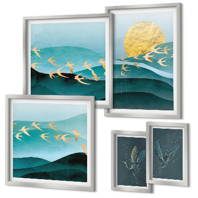 Tableau de décoration murale L'harmonie des oiseaux et des vagues dans un style moderne