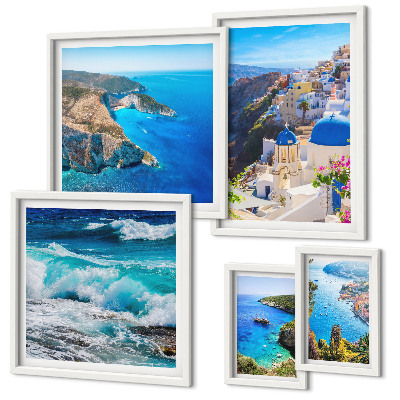 Lot de tableaux encadrés Paysage de la mer Égée