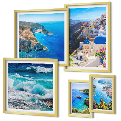 Lot de tableaux encadrés Paysage de la mer Égée
