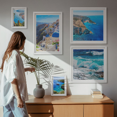 Lot de tableaux encadrés Paysage de la mer Égée