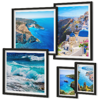 Lot de tableaux encadrés Paysage de la mer Égée