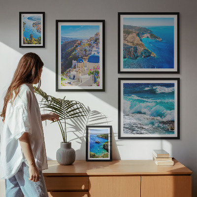 Lot de tableaux encadrés Paysage de la mer Égée