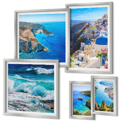 Lot de tableaux encadrés Paysage de la mer Égée