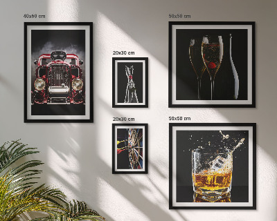 Lot de tableaux encadrés Thèmes rétro élégants de voitures et de boissons
