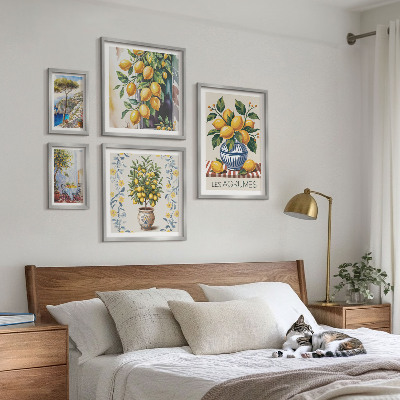 Lot de tableaux encadrés Agrumes de style méditerranéen