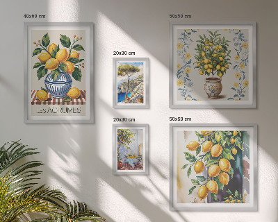 Lot de tableaux encadrés Agrumes de style méditerranéen