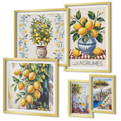 Lot de tableaux encadrés Agrumes de style méditerranéen