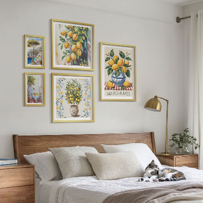 Lot de tableaux encadrés Agrumes de style méditerranéen