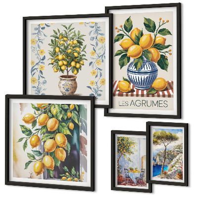 Lot de tableaux encadrés Agrumes de style méditerranéen