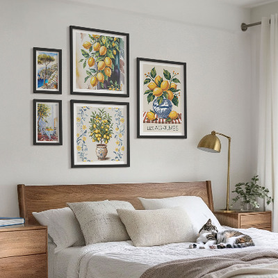 Lot de tableaux encadrés Agrumes de style méditerranéen