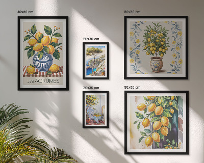 Lot de tableaux encadrés Agrumes de style méditerranéen