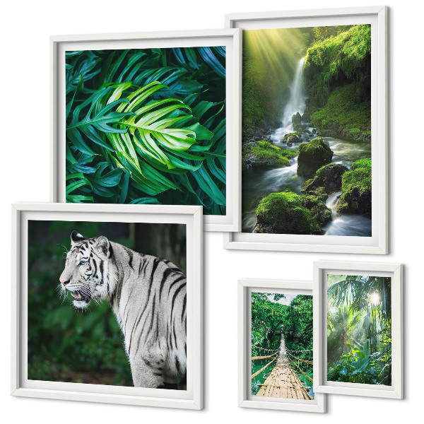 Ensemble de 5 tableaux Paysages naturels tropicaux