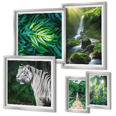 Ensemble de 5 tableaux Paysages naturels tropicaux