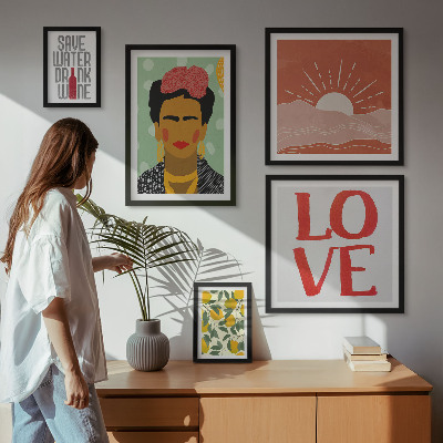 Lot de tableaux encadrés Femme aux fleurs de style bohème