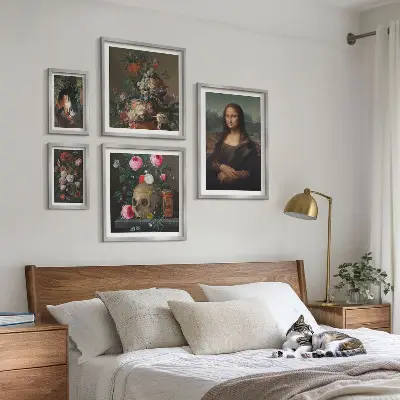 Portraits floraux vintage ensemble de 5 tableaux