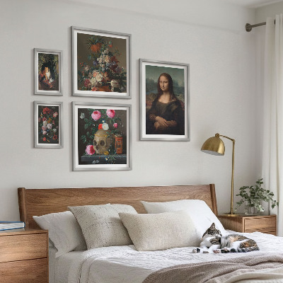 Ensemble de 5 tableaux Portraits floraux vintage
