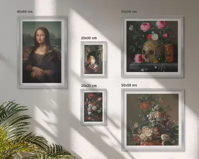 Portraits floraux vintage ensemble de 5 tableaux